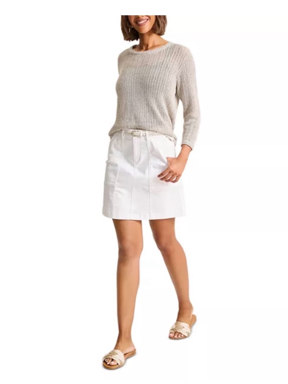Tommy Bahama Ella Field Skirt White Size 4 Stretch Cotton Utility Mini Skirt